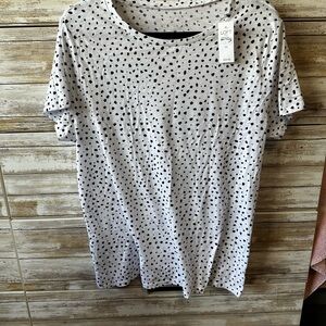 LOFT White and Black Speckled Short Sleeve Tee